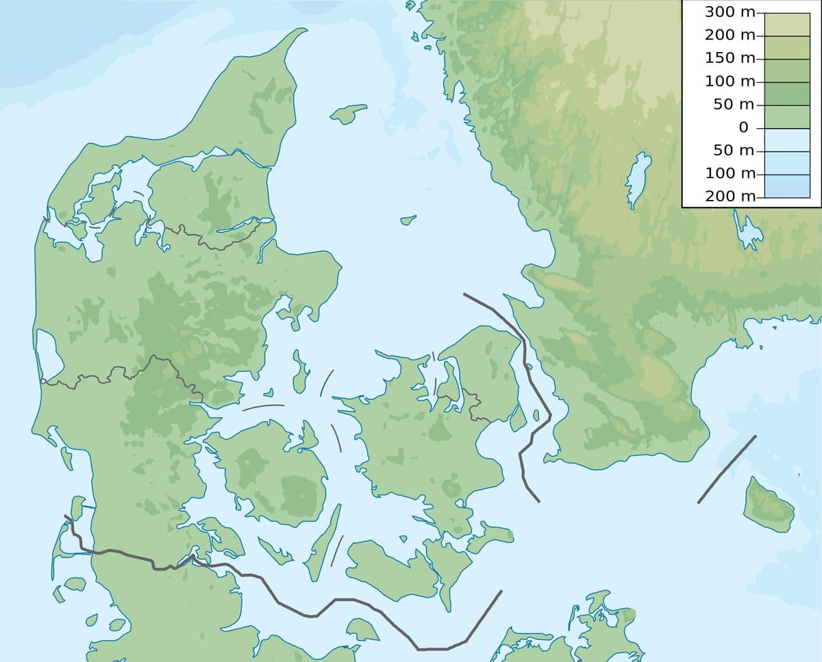 Kaart van denemarken hoogte