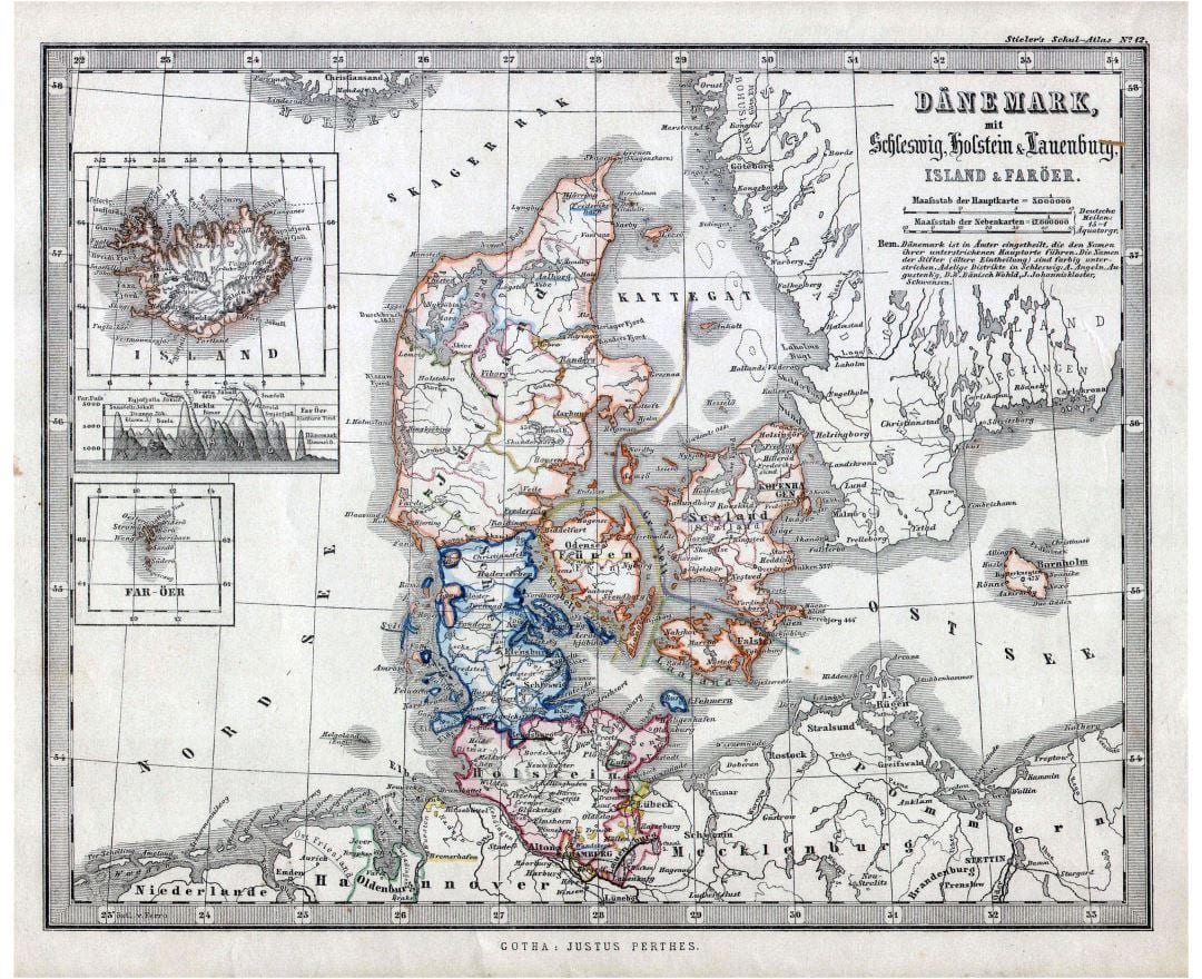 oude kaart van denemarken