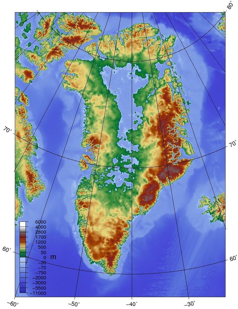 Kaart van denemarken topografisch