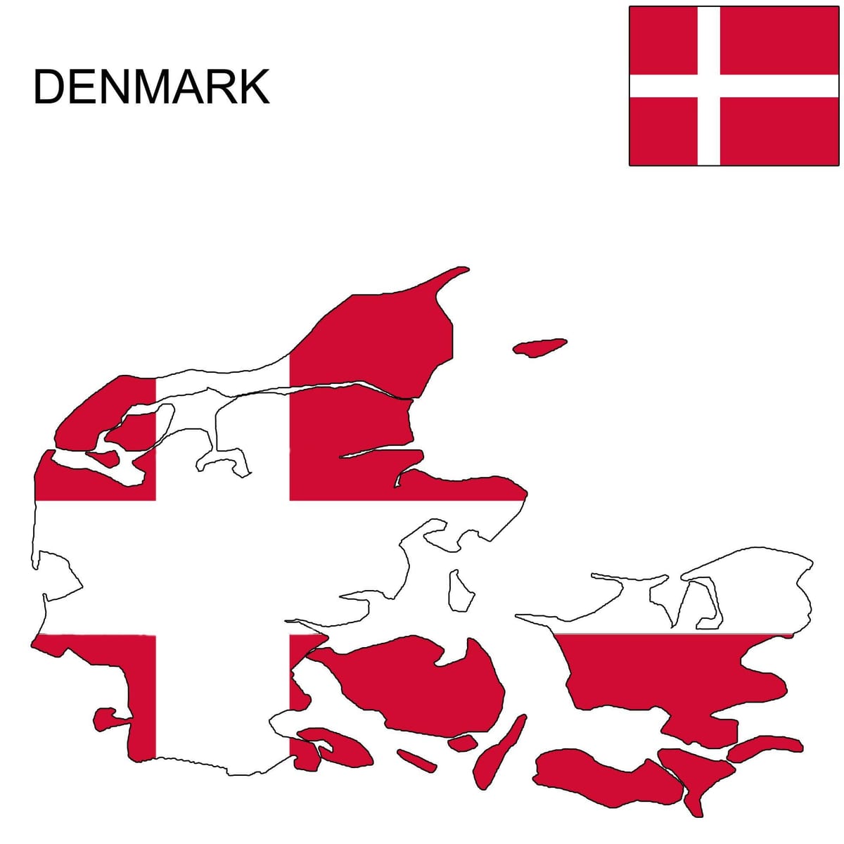 Kaart van denemarken vlag