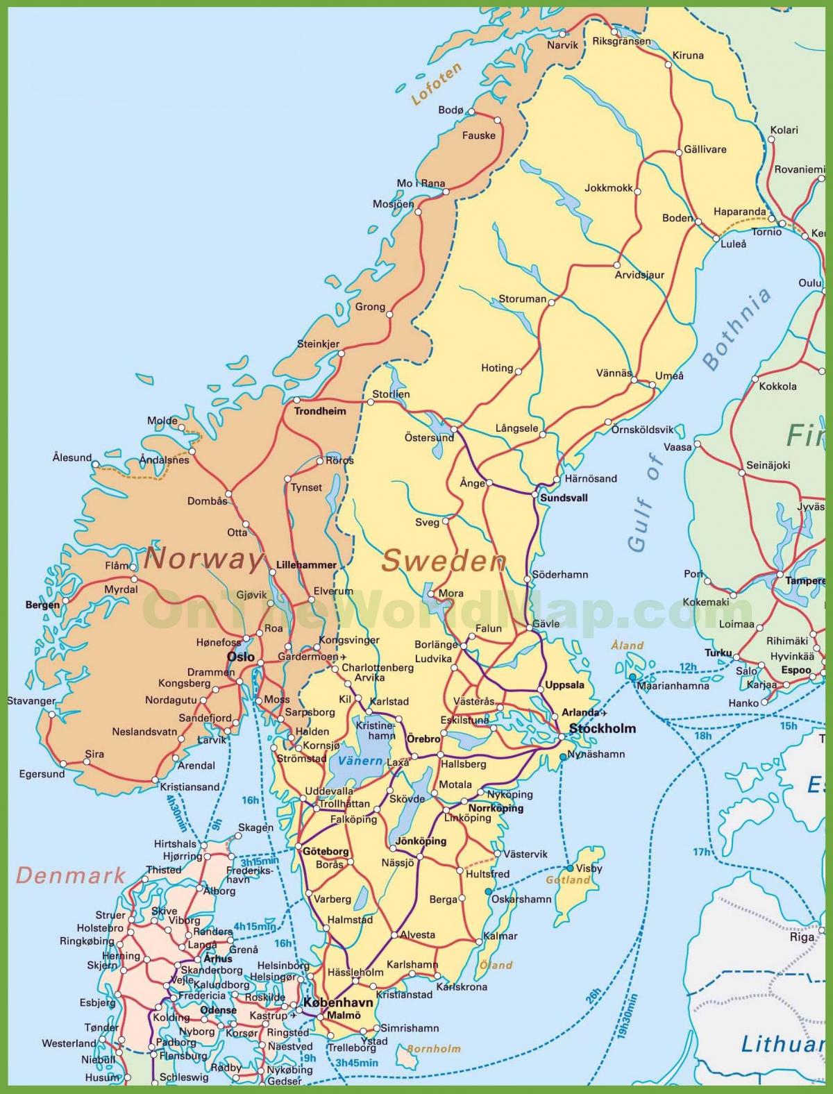 kaart van denemarken en noorwegen