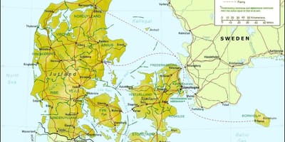 Kaart van denemarken geografie 