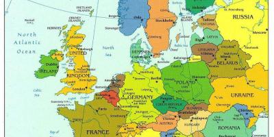 Kaart van europa met denemarken