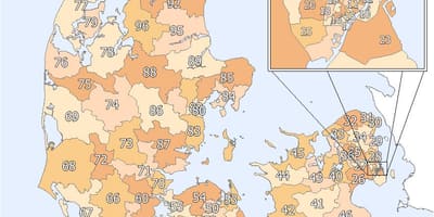Denemarken postcode kaart