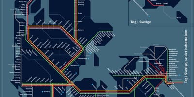 Kaart van de trein kopenhagen denemarken